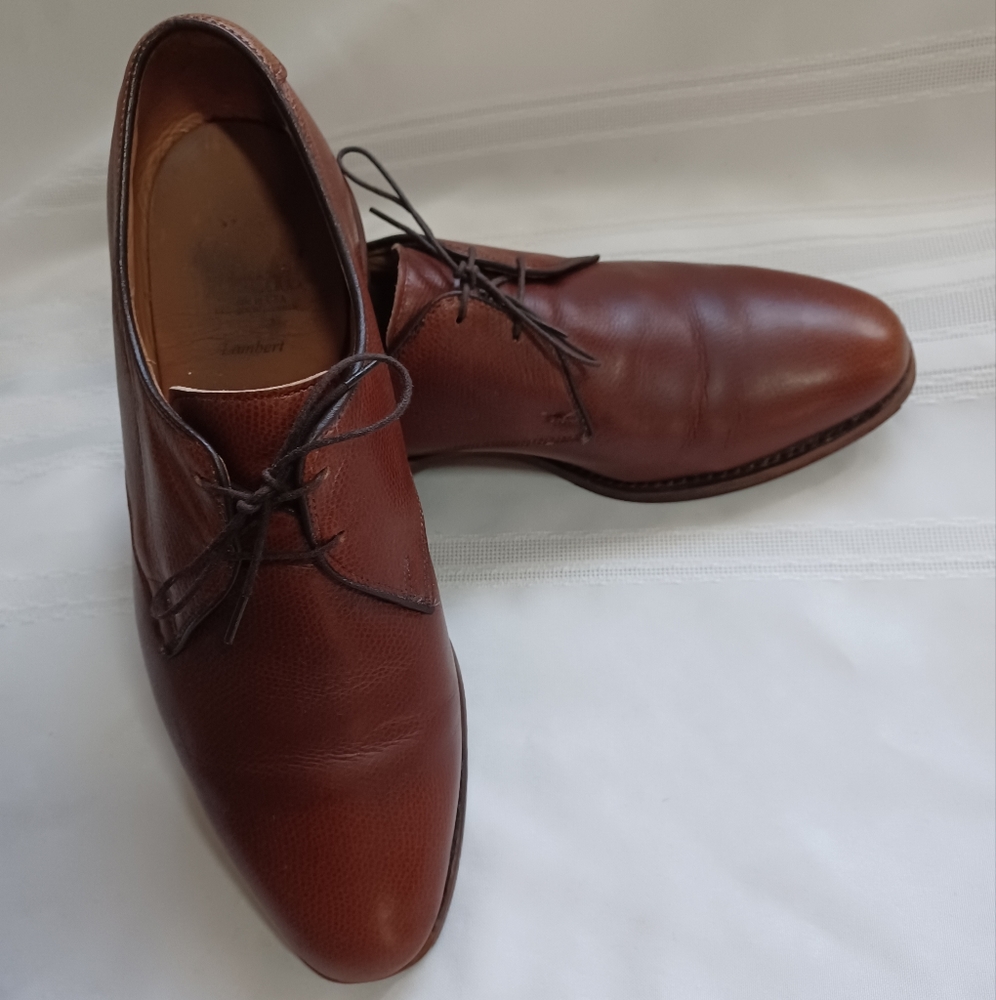AE Lambert 8.5 E Allen Edmonds Derby brown Excellent cond handmade in USA